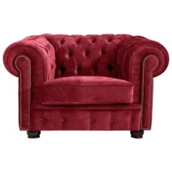 Chesterfield-Sessel in Mikrofaser Rot