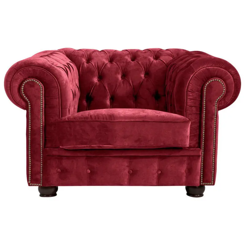Chesterfield-Sessel in Mikrofaser Rot