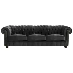 Chesterfield-Sofa in Mikrofaser Schwarz