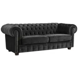 Chesterfield-Sofa in Mikrofaser Schwarz