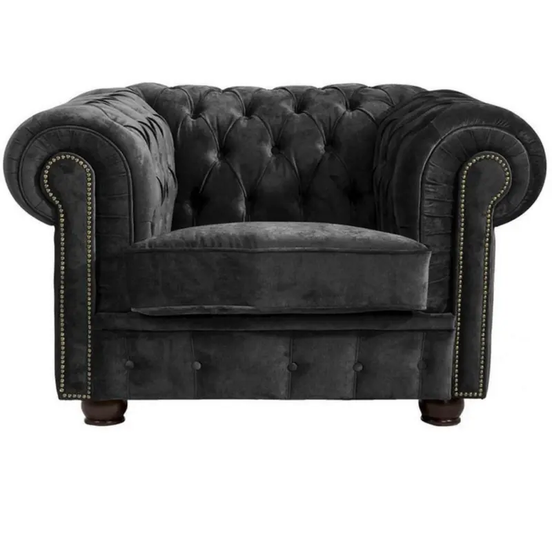 Chesterfield-Sessel in Mikrofaser Schwarz