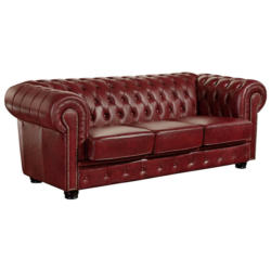 Chesterfield-Sofa in Echtleder Rot