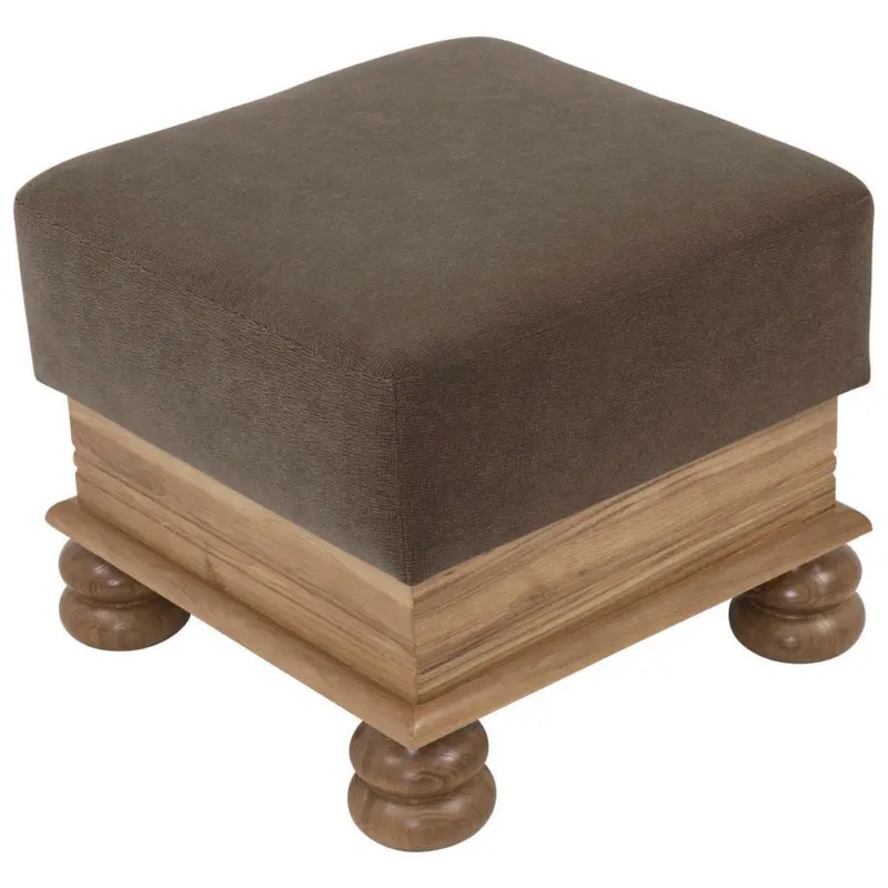 Hocker in Holz, Textil Braun