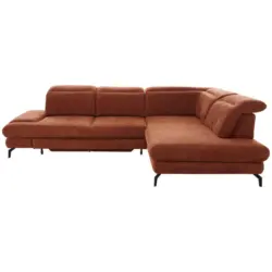 Ecksofa in Velours Rostfarben