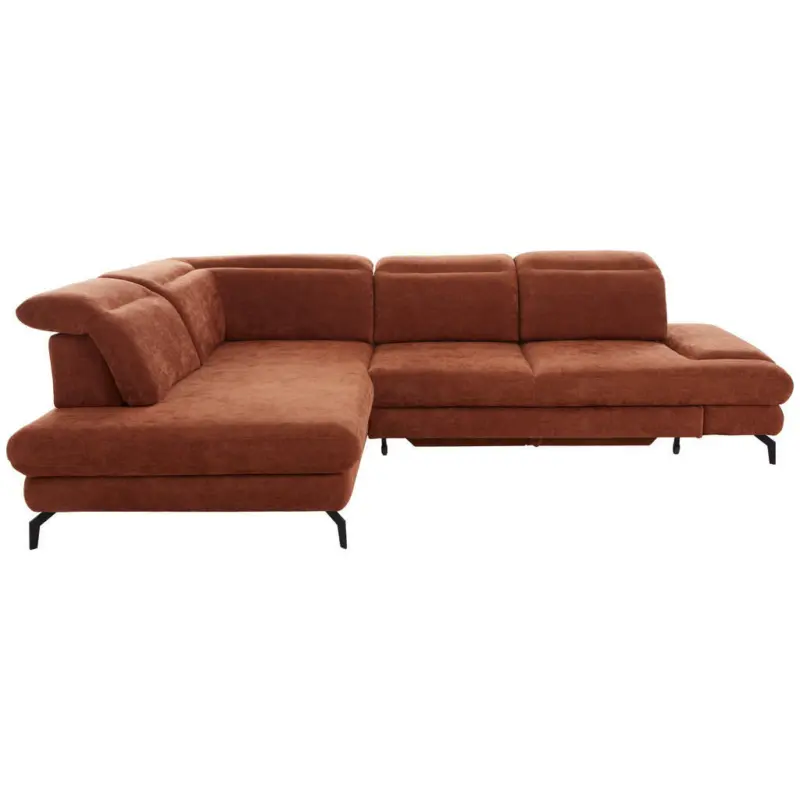 Ecksofa in Velours Rostfarben