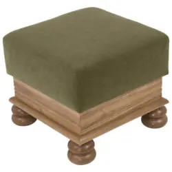 Hocker in Holz, Textil Grün