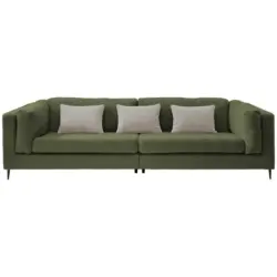Viersitzer-Sofa in Teddystoff Dunkelgrün