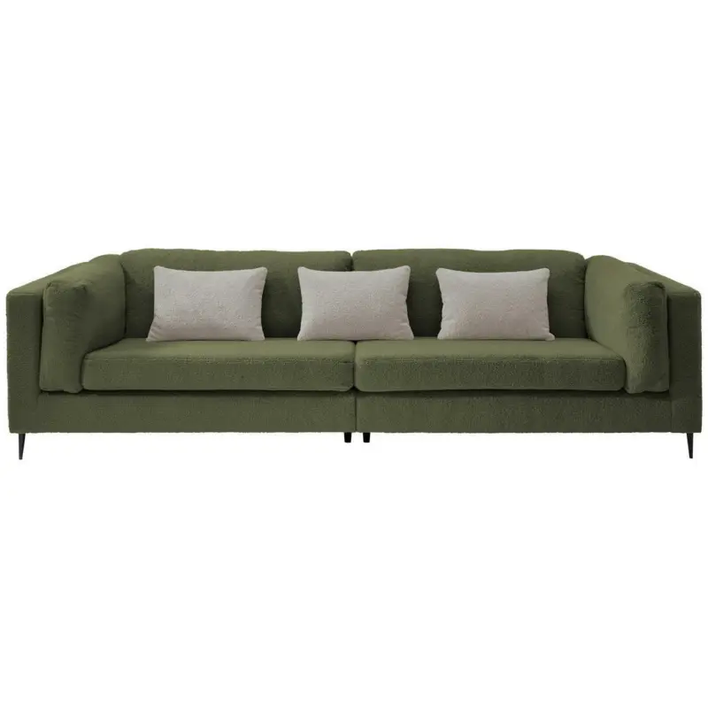 Viersitzer-Sofa in Teddystoff Dunkelgrün