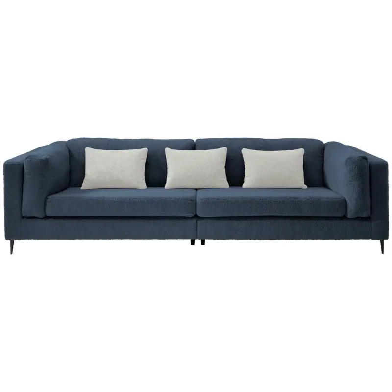 Viersitzer-Sofa in Teddystoff Dunkelblau