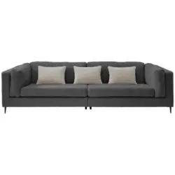 Viersitzer-Sofa in Teddystoff Anthrazit