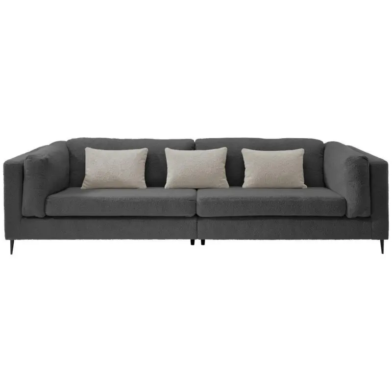 Viersitzer-Sofa in Teddystoff Anthrazit