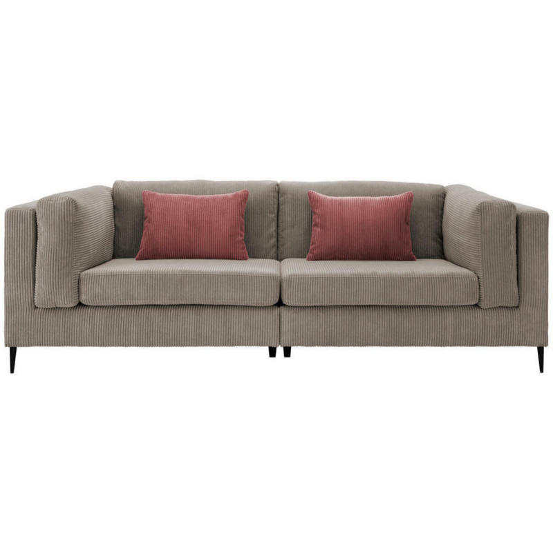 Dreisitzer-Sofa in Kord Braun, Grau