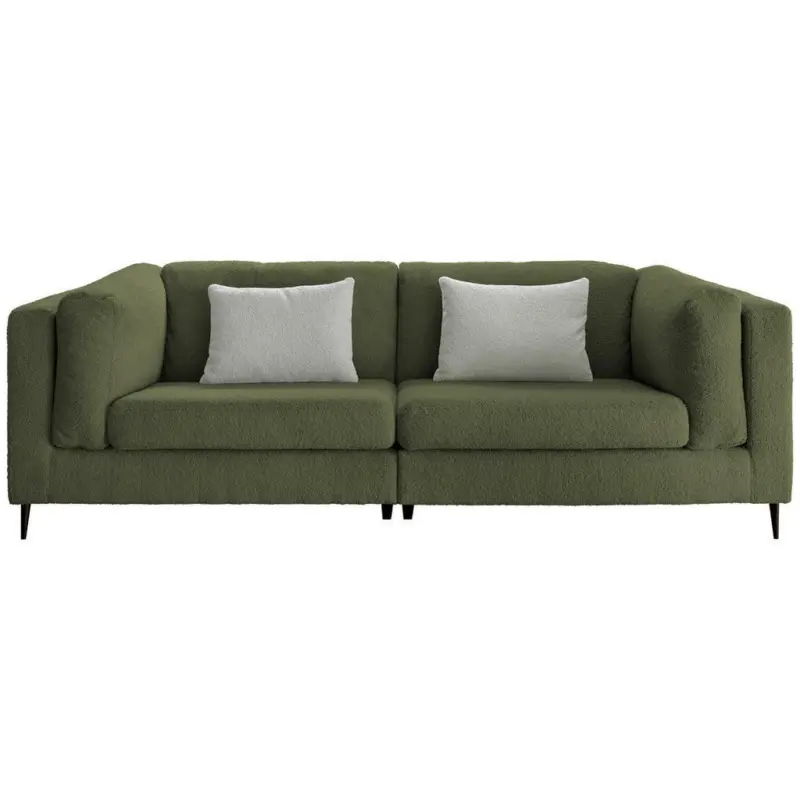 Dreisitzer-Sofa in Teddystoff Dunkelgrün