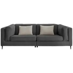 Dreisitzer-Sofa in Teddystoff Anthrazit