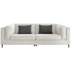 Dreisitzer-Sofa in Teddystoff Weiß
