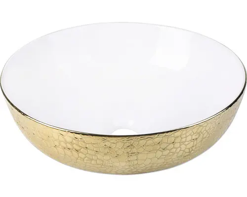 Aufsatzwaschbecken Differenz Ø 40 cm weiß/gold