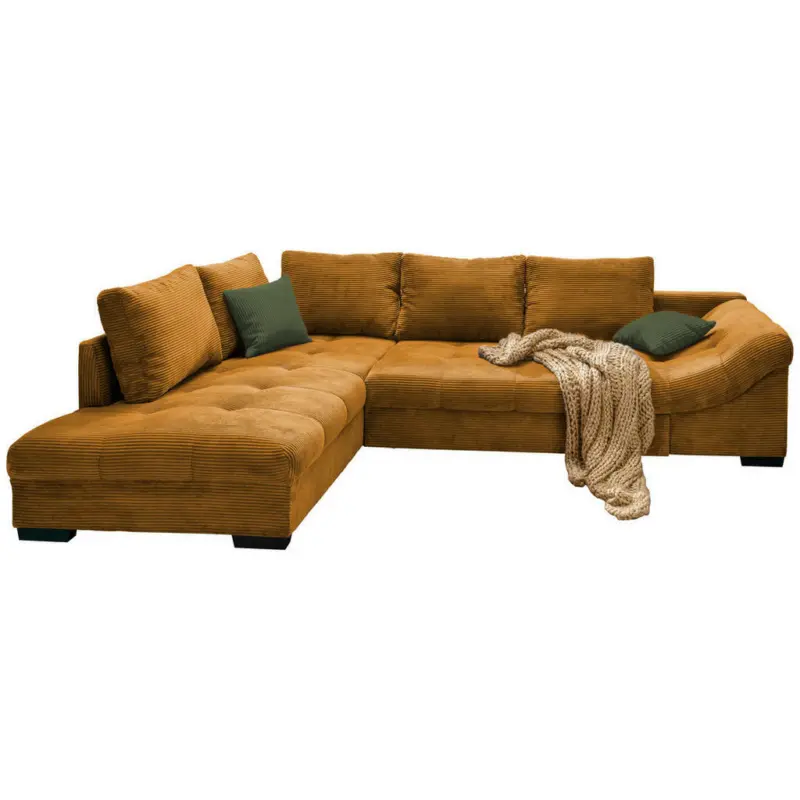 Ecksofa in Kord Cognac
