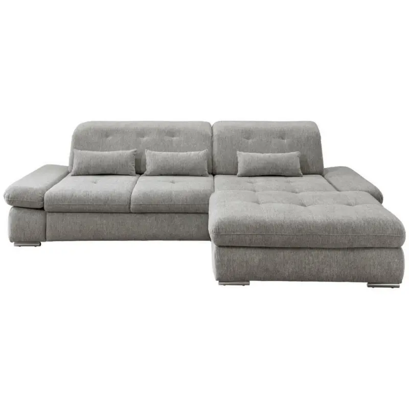 Ecksofa in Chenille Silberfarben