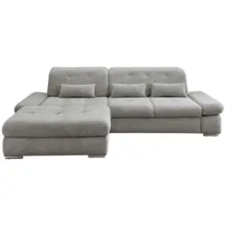 Ecksofa in Chenille Silberfarben