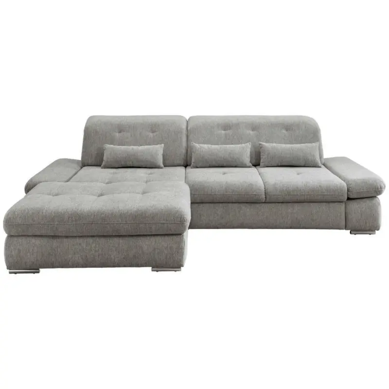 Ecksofa in Chenille Silberfarben