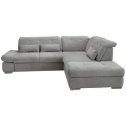 Ecksofa in Chenille Silberfarben