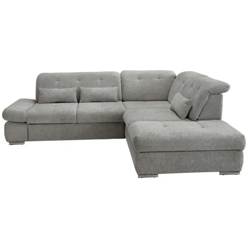 Ecksofa in Chenille Silberfarben