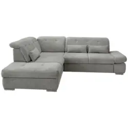 Ecksofa in Chenille Silberfarben