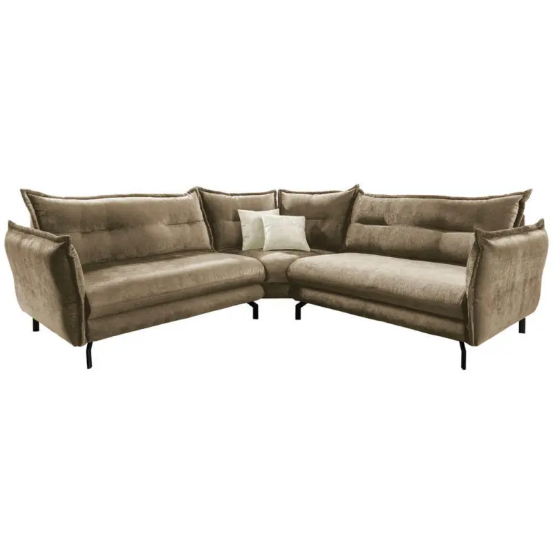 Ecksofa in Webstoff Hellbraun