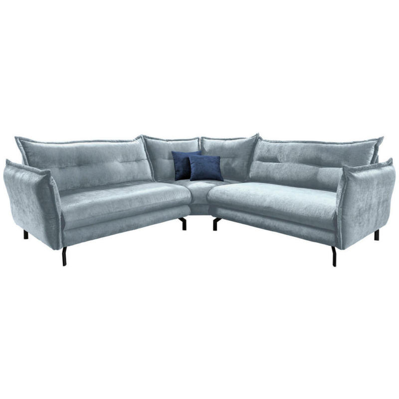 Ecksofa in Webstoff Hellblau