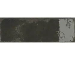 Steingut Wandfliese Alma 10,0x30,0 cm schwarz glänzend