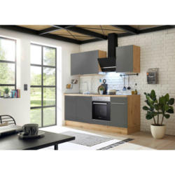 Küchenblock 220 cm in Anthrazit, Grau, Eiche Artisan