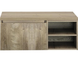 Waschbeckenunterschrank Sanox Frozen 3D 43x100x45 cm mit Waschtischplatte und Regal grain oak