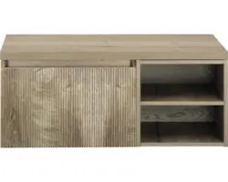 Waschbeckenunterschrank Sanox Frozen 3D 43x100x45 cm mit Waschtischplatte und Regal grain oak