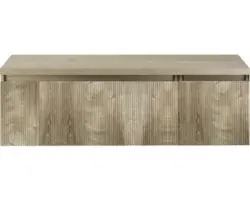 Waschbeckenunterschrank Sanox Frozen 3D 43x140x45 cm mit Waschtischplatte 2 Schubladen 100/40 cm grain oak