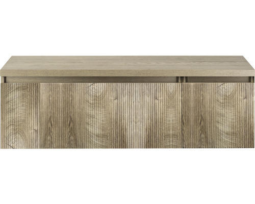 Waschbeckenunterschrank Sanox Frozen 3D 43x140x45 cm mit Waschtischplatte 2 Schubladen 100/40 cm grain oak