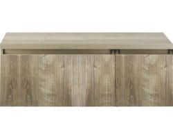 Waschbeckenunterschrank Sanox Frozen 3D 43x120x45 cm mit Waschtischplatte 2 Schubladen grain oak