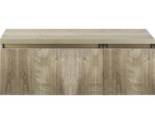 Waschbeckenunterschrank Sanox Frozen 3D 43x120x45 cm mit Waschtischplatte 2 Schubladen grain oak