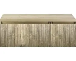 Waschbeckenunterschrank Sanox Frozen 3D 43x120x45 cm mit Waschtischplatte 2 Schubladen französische eiche