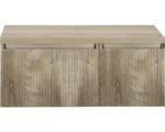 Hornbach Waschbeckenunterschrank Sanox Frozen 3D 43x100x45 cm mit Waschtischplatte 2 Schubladen 60/40 cm grain oak