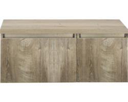 Waschbeckenunterschrank Sanox Frozen 3D 43x100x45 cm mit Waschtischplatte 2 Schubladen 60/40 cm grain oak