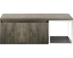 Waschbeckenunterschrank Sanox Frozen 3D 43x120x45 cm mit Waschtischplatte und Metallgestell harbor oak/weiß