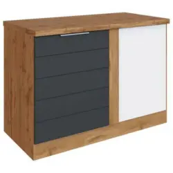 Eckunterschrank 120/82/60 cm in Grau, Eiche Wotan