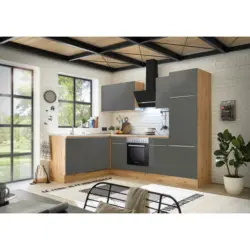 Eckküche 280/170 cm in Anthrazit, Grau, Eiche Artisan