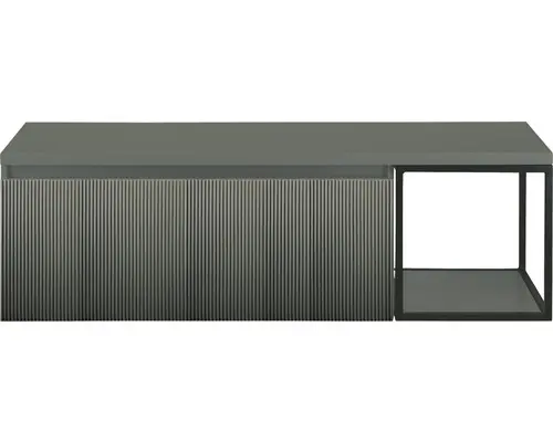 Waschbeckenunterschrank Sanox Frozen 3D 43x140x45 cm mit Waschtischplatte und Metallgestell petrol/schwarz matt