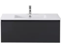 Waschbeckenunterschrank Sanox Frozen Keramik 42x101x46 cm mit Keramikwaschbecken schwarz matt