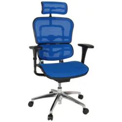 Drehstuhl in Netzbespannung, Flachgewebe Blau, Schwarz