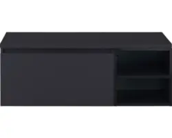 Waschbeckenunterschrank Sanox Frozen 43x120x45 cm mit Waschtischplatte und Regal schwarz matt