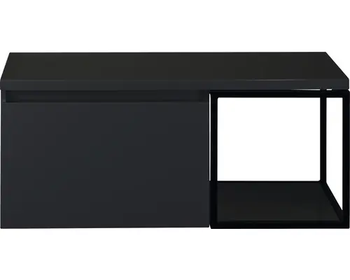 Waschbeckenunterschrank Sanox Frozen 43x100x45 cm mit Waschtischplatte und Metallgestell schwarz matt/schwarz