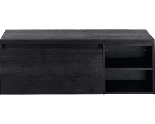 Waschbeckenunterschrank Sanox Frozen 43x120x45 cm mit Waschtischplatte und Regal black oak