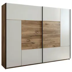 Schiebetürenschrank in Weiß, Eichefarben
